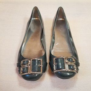 New Calvin Cline Flats with Buckle Blue Green